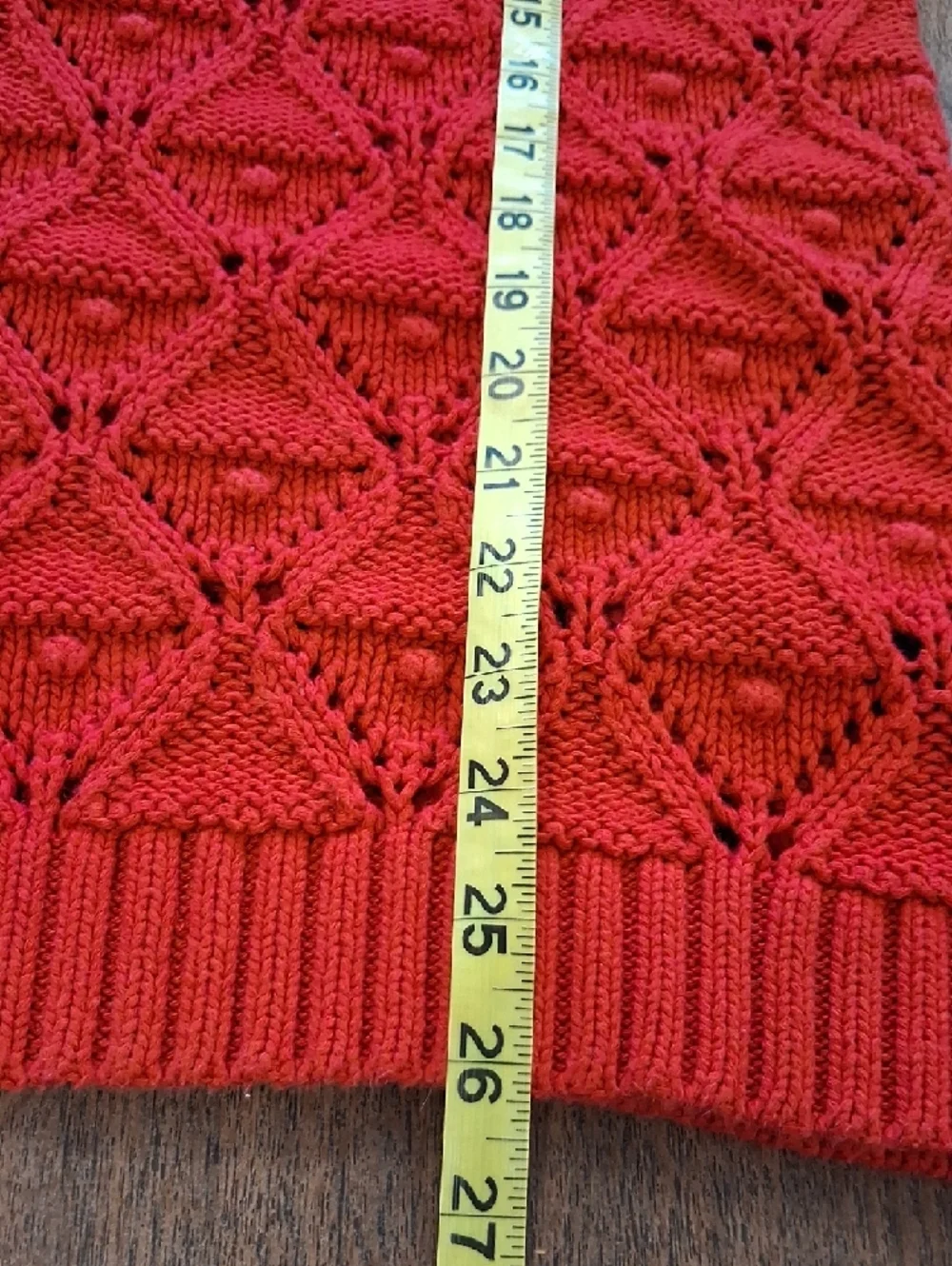 Women's Open Knit Crewneck Sweater - Red